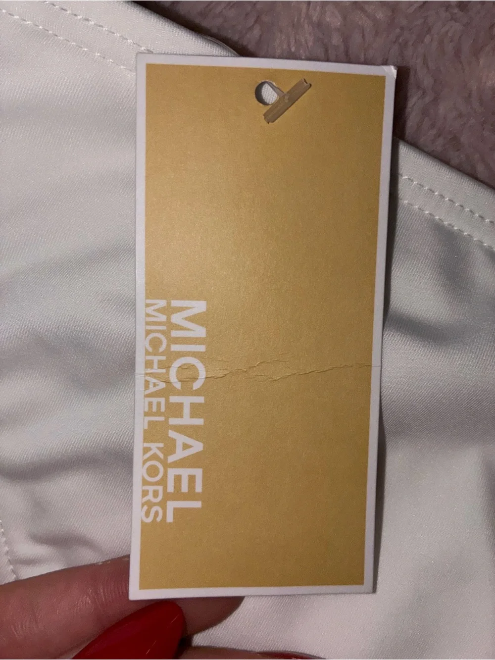 Michael Kors White Classic Bikini Bottom with Gold Tag